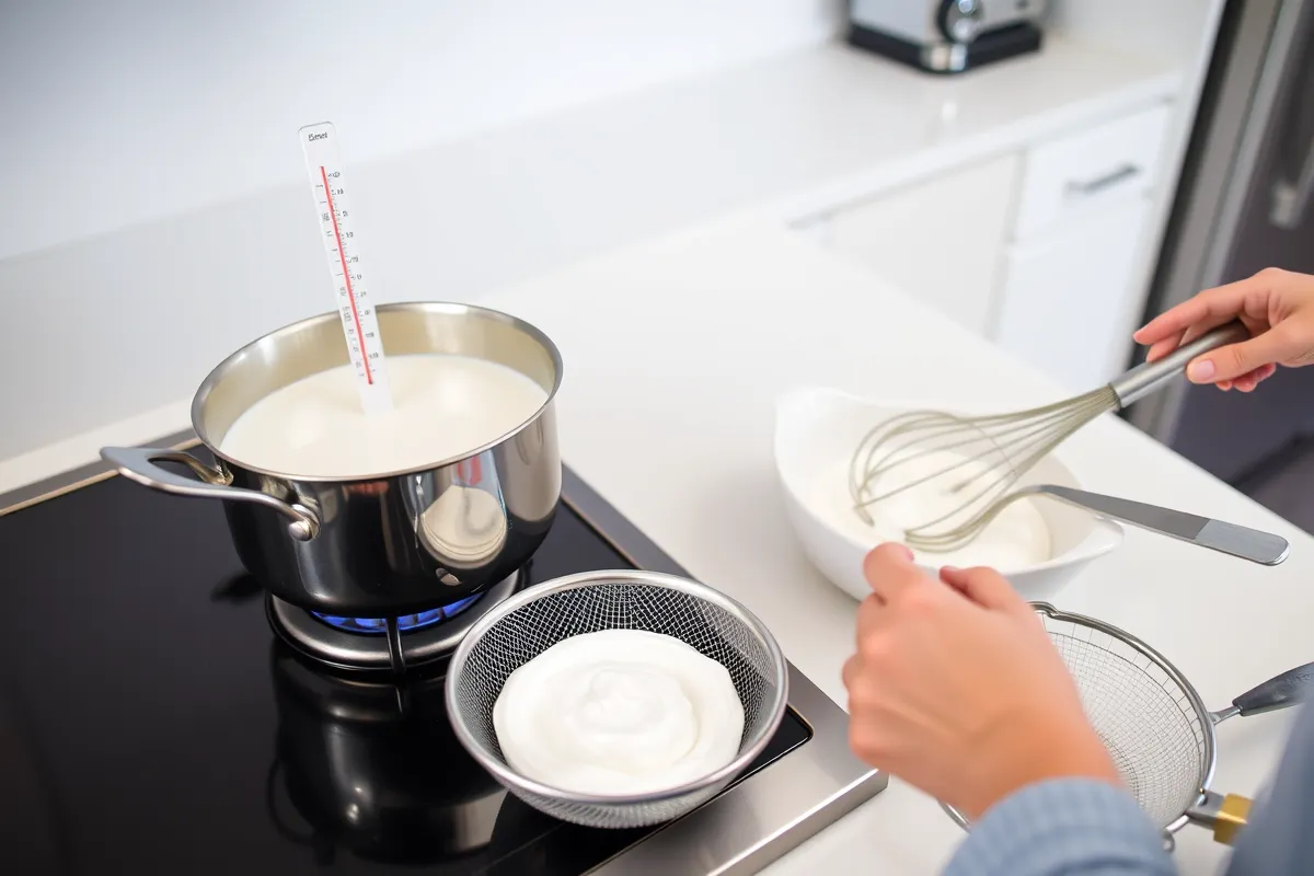 Different milk options for making Greek yogurt, including whole milk, goat’s milk, and plant-based milks