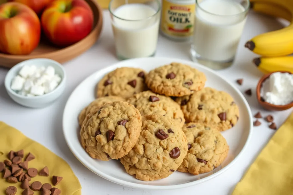 Golden, chewy cookies made without butter using healthy substitutes.