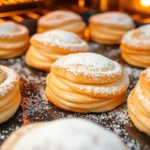 Golden, flaky puff pastry desserts fresh out of the oven.